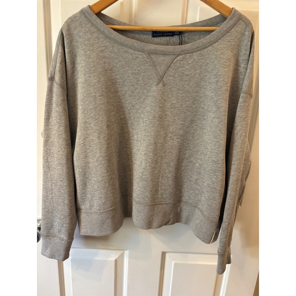 NEW Polo Ralph Lauren Gray Fleece Boat Neck Boxy Sweatshirt XL 1967 Athletic